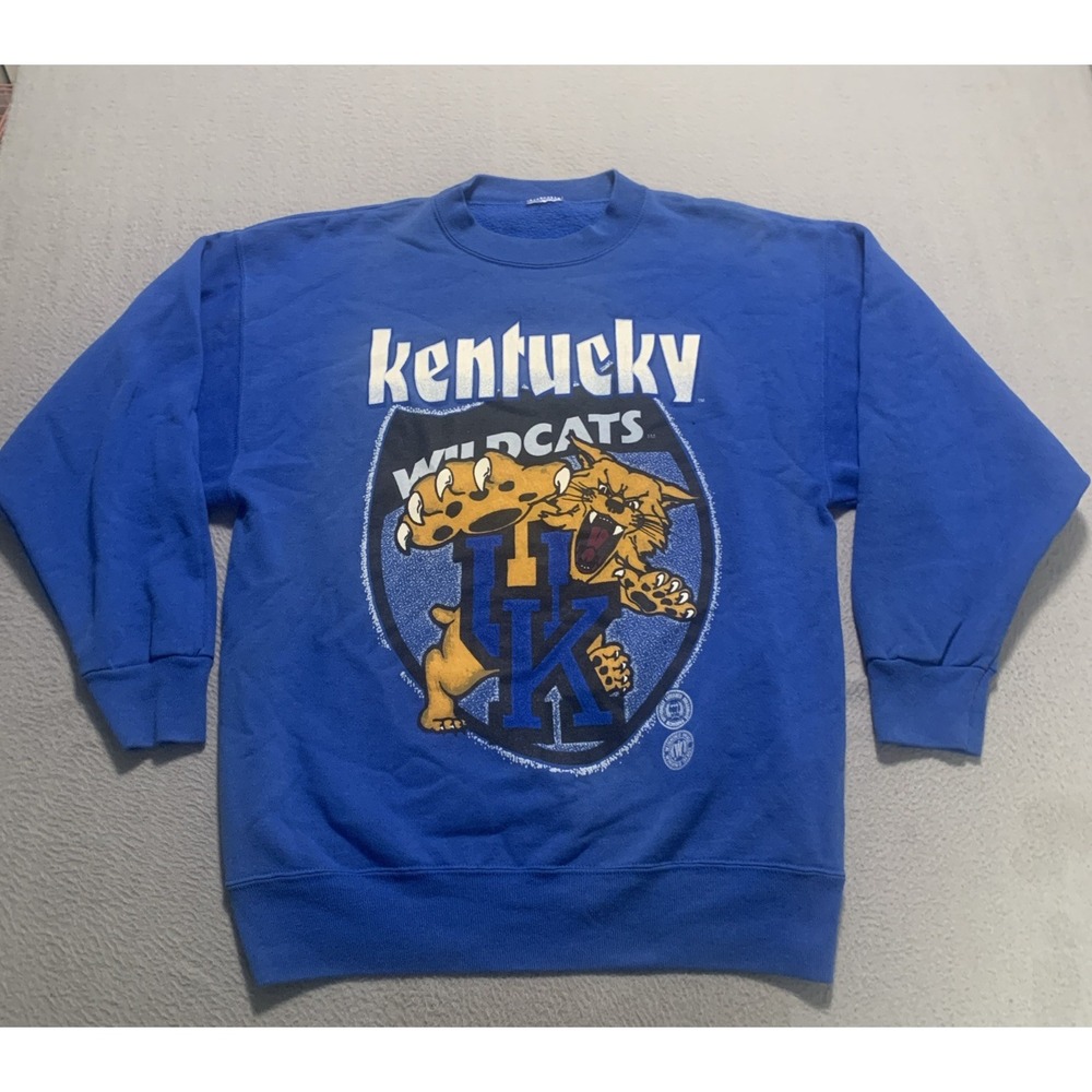Vintage 90s University of Kentucky Wildcats Sweatshirt Crewneck Blue Mens L/M